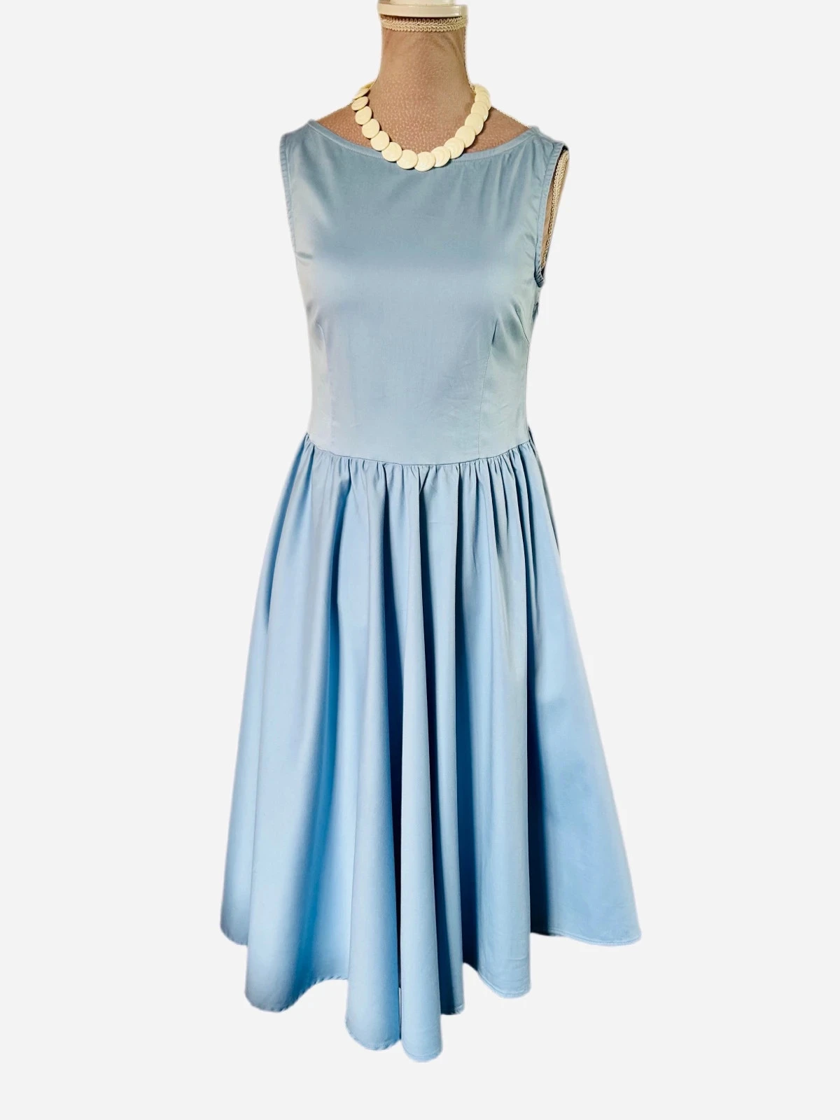 🩵👗Vestido de algodão Rockabilly Pin-Up Retrô Azul Céu Lindy Bop Vintage 50s estilo Swing Dress 34/36👗🩵 – photo 13